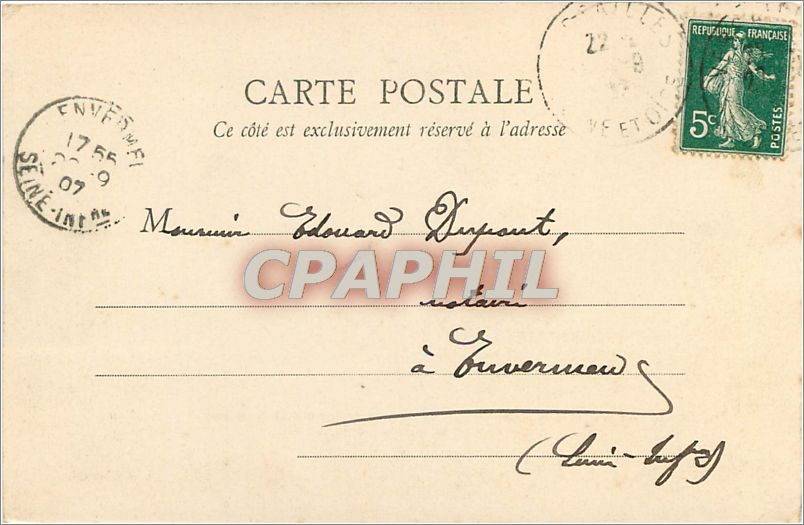 CPA Vue du Chateau de Versailles du cote de l'Orangerie  — Verso