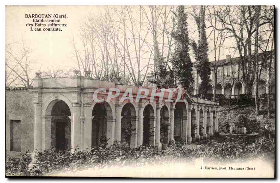 Barbotan (Gers) — Établissement des Bains sulfureux à eau courante — J. Barrieu, phot. Fleurance (Gers)