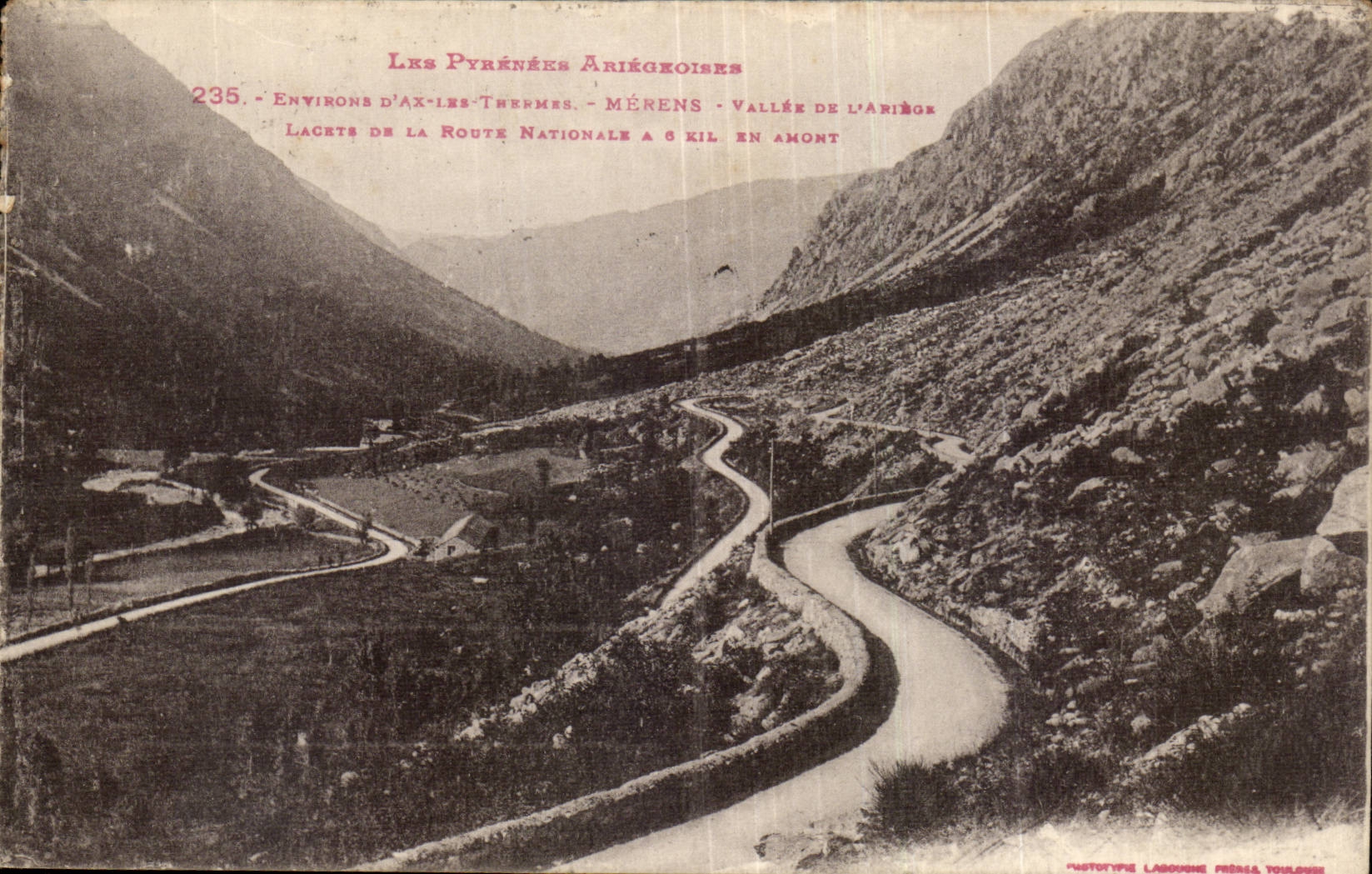 Les Pyrenees - Environ Ax les Thermes - lacets de la Route Nationale - CPA 