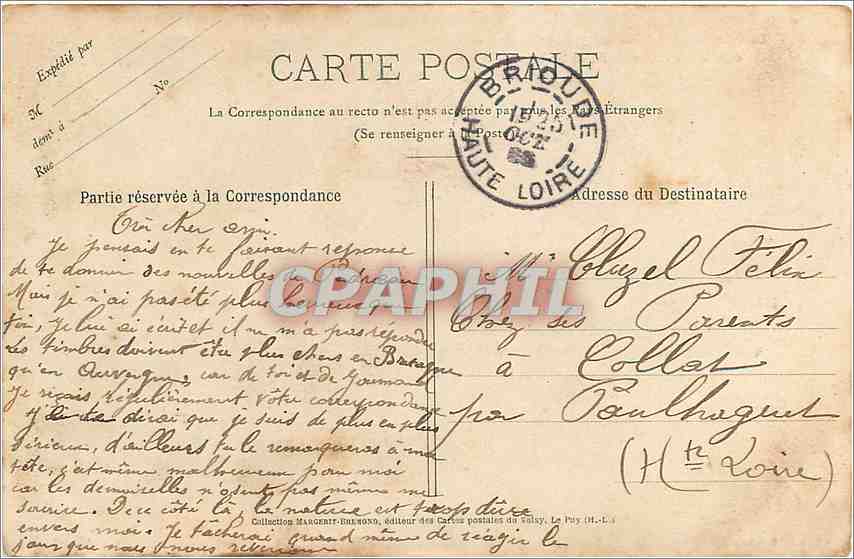 CPA Le Chateau de Chabreuge pres Brioude dans la charmanie Vallee de la Vendage  — Back