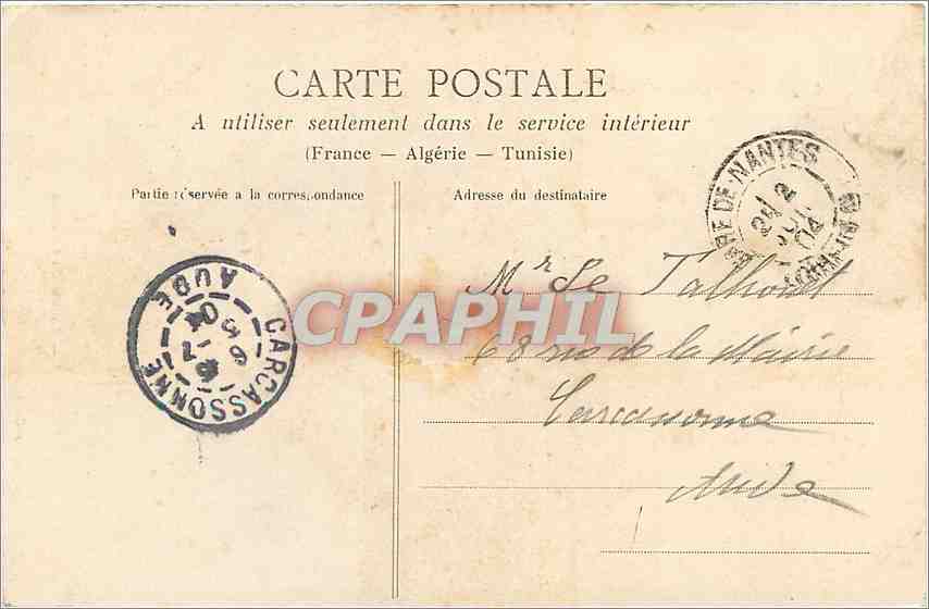 CPA Nantes Entree du Chateau  — Verso