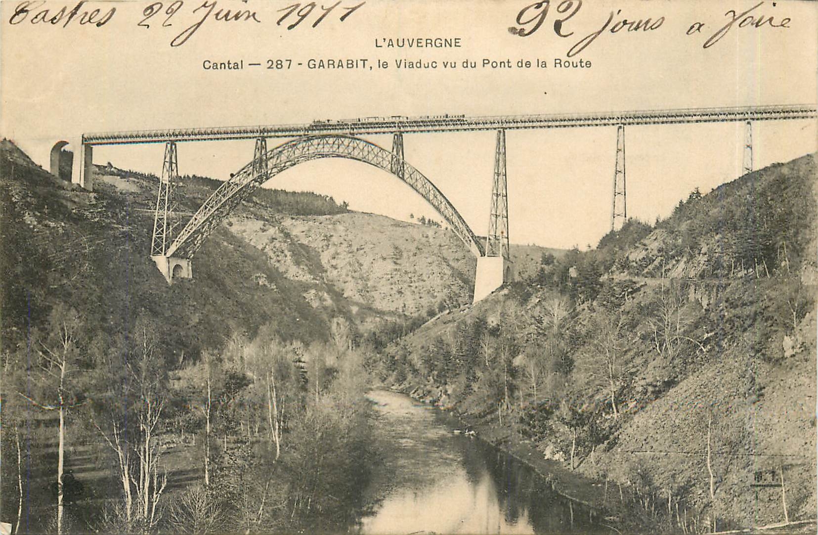 Garabit, le Viaduc vu du Pont de la Route — L'Auvergne — 287 — Cantal