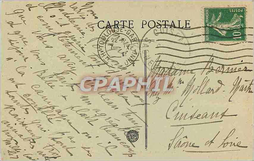 Toulouse — Gare Matabiau — Le Canal du Midi — Édit. E. Bonnefond, Toulouse — Verso
