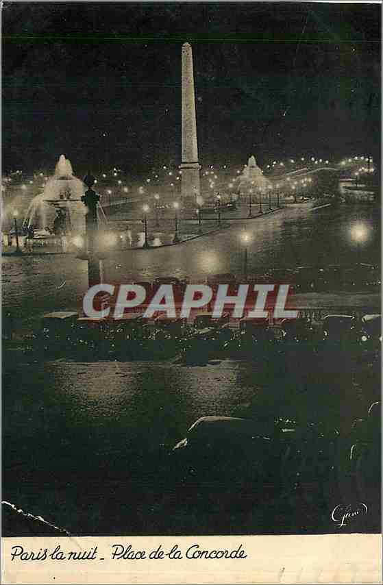 CPA Paris la nuit Place de la Concorde 