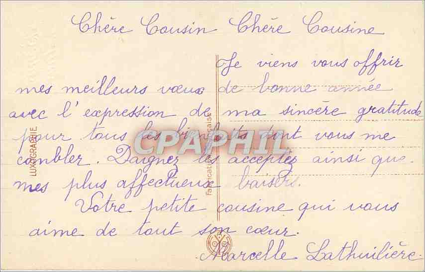 CPA Bonne Annee  — Verso