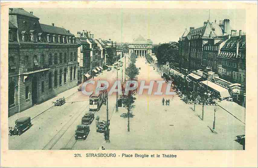 CPA Strasbourg Place Broglie et le Theatre Tramway