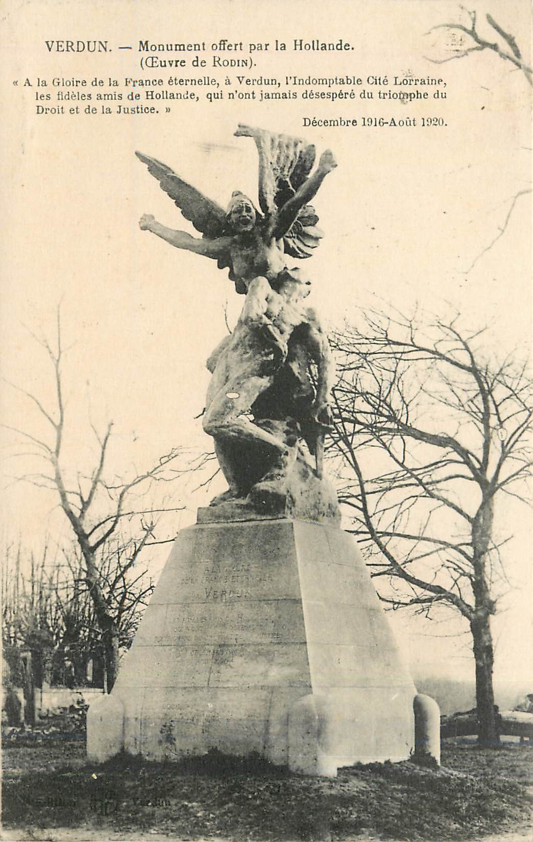 CPA Verdun Monument offert par la Hollande 
