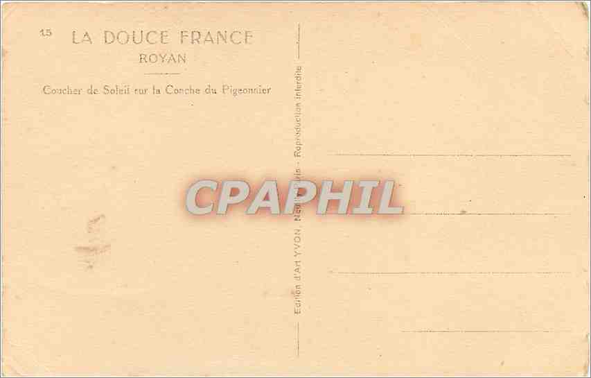 CPA Royan Coucher de Soleil sur la Coriche du Pigeonnier  — Back