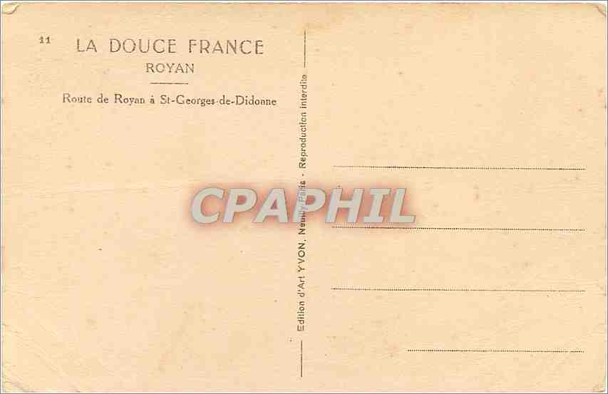 CPA Royan Route de Royan a St Georges de Didonne  — Back