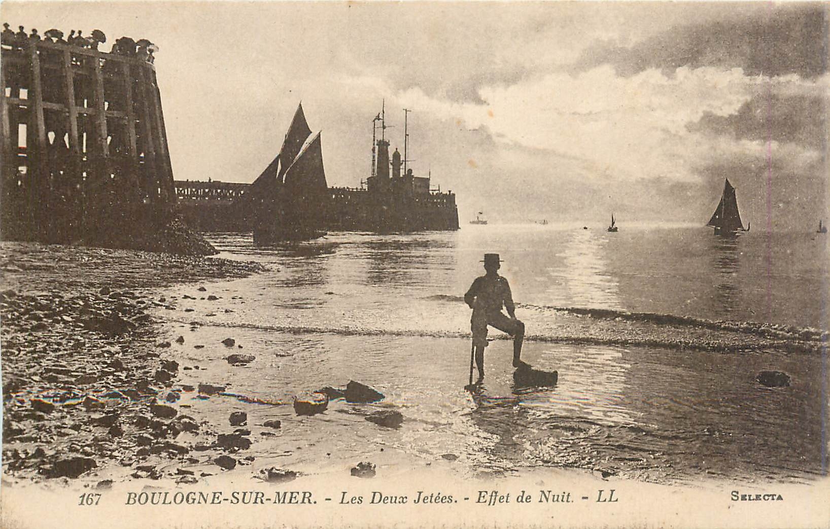 Boulogne-sur-Mer — Les Deux Jetées — Effet de Nuit — Selecta, n° 167