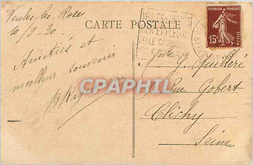 CPA Veules les Roses Les Falaises vers Sotteville  — Rückseite