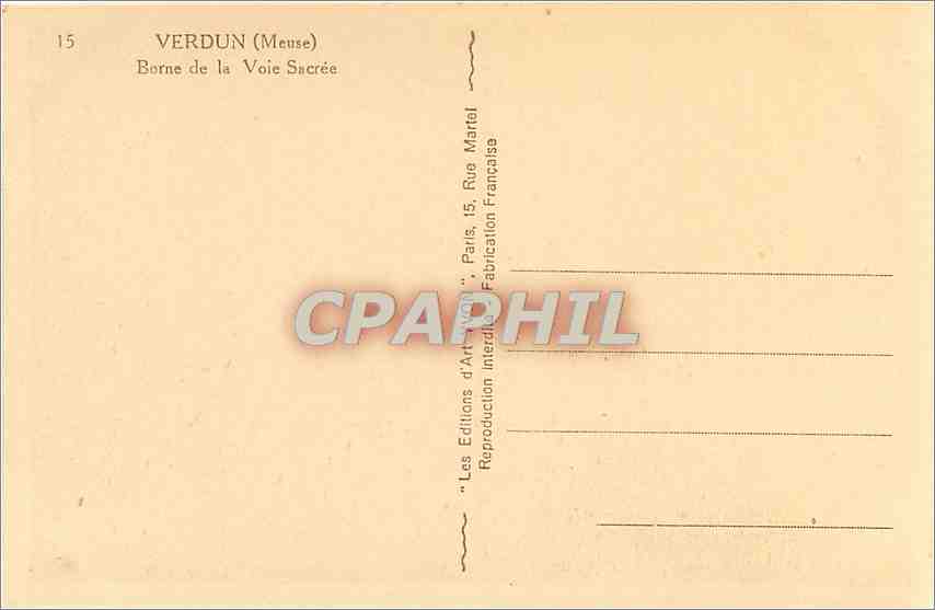 CPA Verdun Meuse Borne de la Voie Sacree  — Back