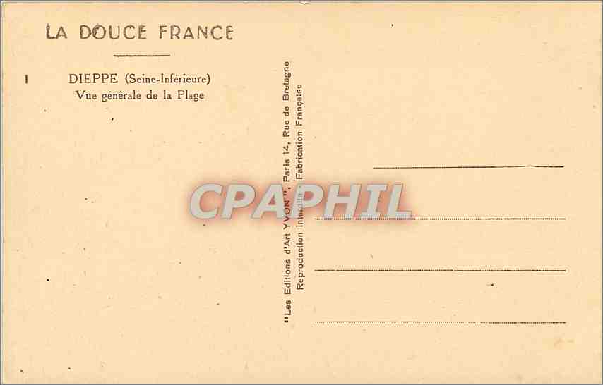 CPA Dieppe Seine Inferieure Vue generale de la Plage  — Rückseite