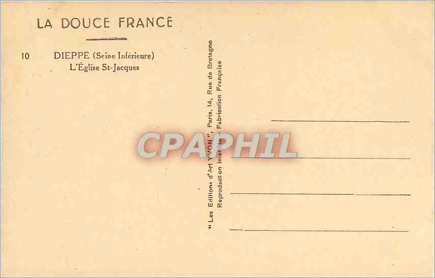 CPA Dieppe Seine Inferieure L'Eglise St Jacques  — Verso