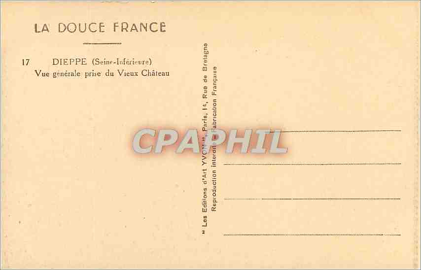 CPA Dieppe Seine Inferieure Vue generale prise du Vieux Chateau  — Verso