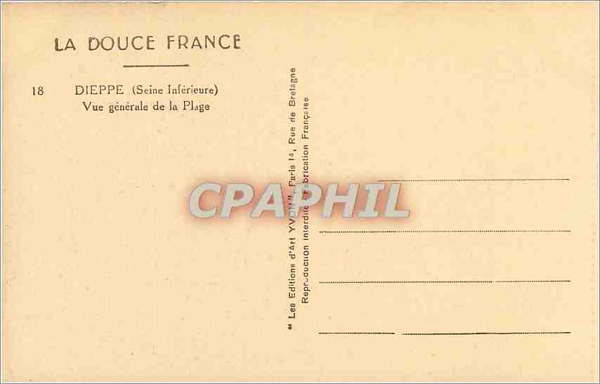 CPA Dieppe Seine Inferieure Vue generale de la Plage  — Rückseite
