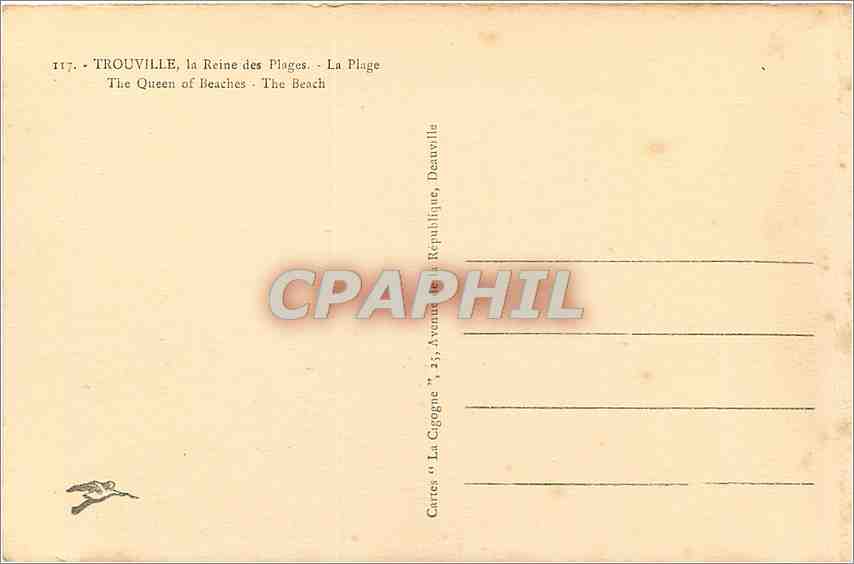 CPA Trouville la Reine des Plages La Plage  — Verso