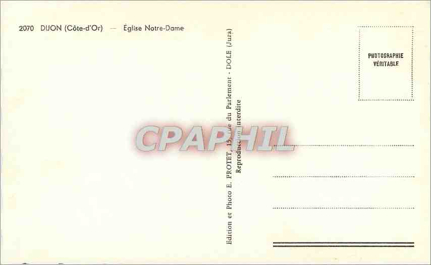 CPA Dijon Cote d'Or Eglise Notre Dame  — Rückseite