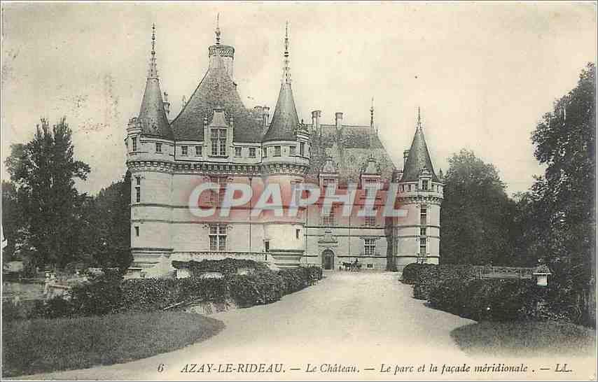 CPA Azay Le Rideau Le Chateau Le Parc et la facade meridionale 