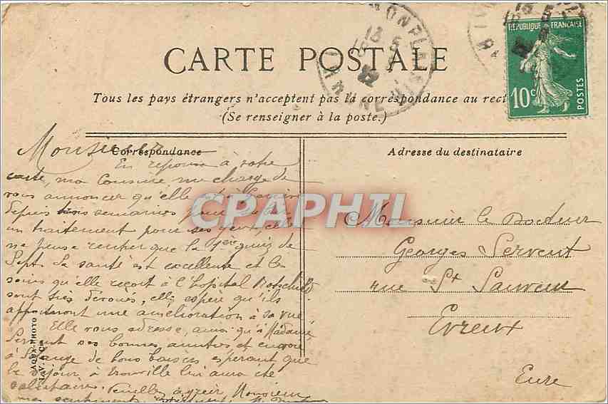 CPA Lyon La Fontaine et la place des Jacobins  — Verso