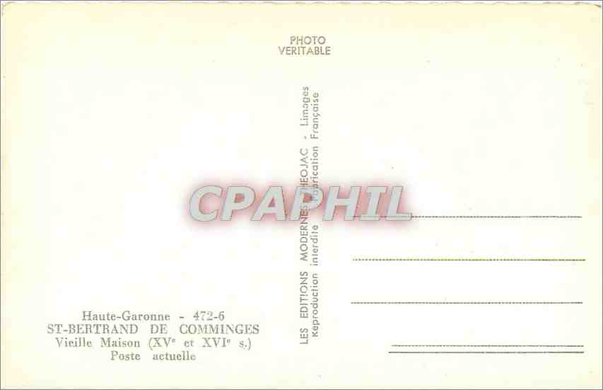 CPM Haute Garonne St Bertrand de Comminges Vieille Maison Poste actuelle  — Verso