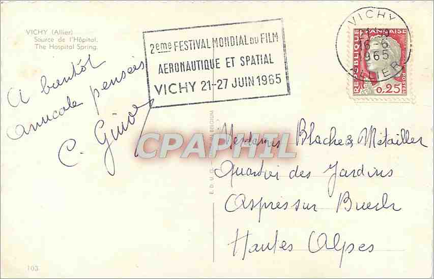 CPM Vichy Allier Source de l'Hopital  — Rückseite