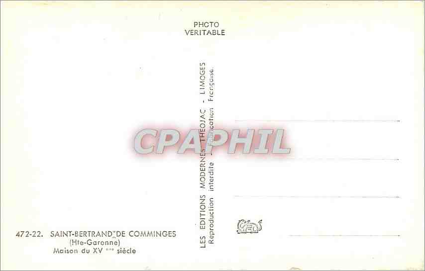 CPM Saint Bertrand de Comminges Hte Garonne  — Verso
