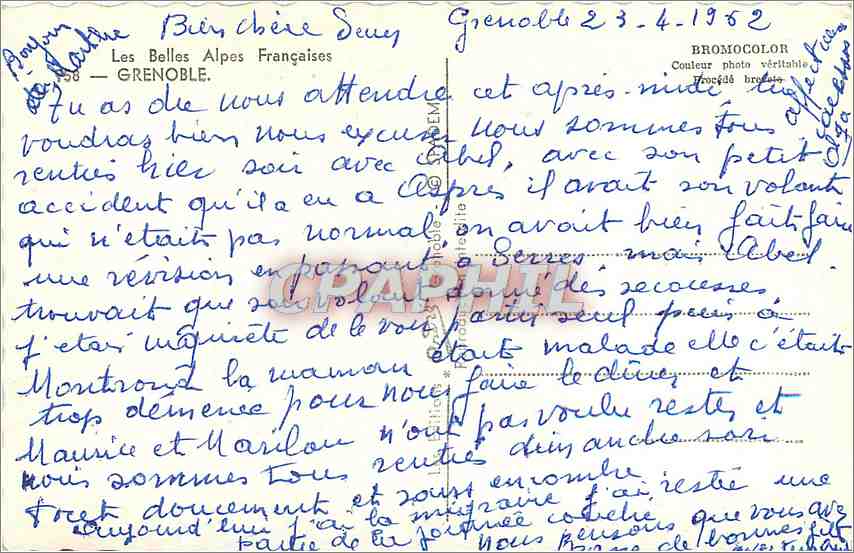 Grenoble — Panoramablick mit Bergen und städtischen Sehenswürdigkeiten — unbekannter Verleger, Seriennummer 368 — Rückseite