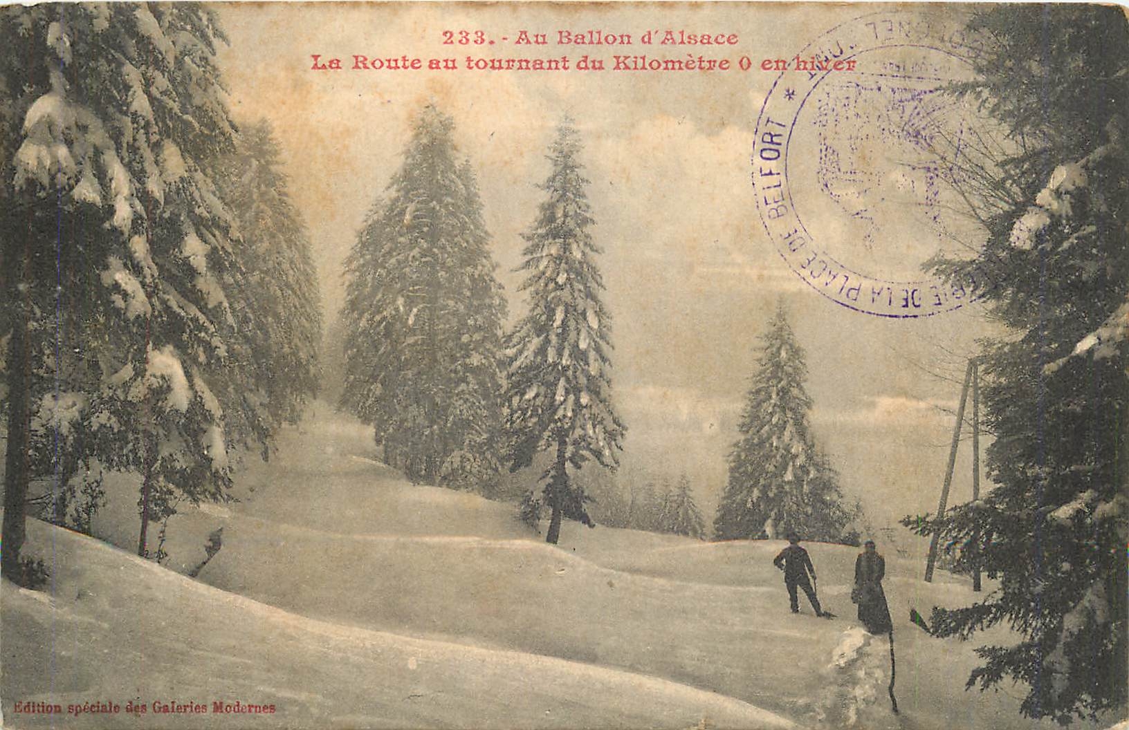 CPA Au Ballon d'Alsace la Route au tournant du Kilometre 0 en hiver