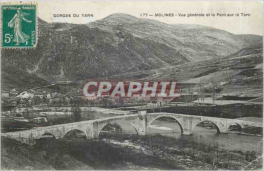 CPA Gorges du Tarn Molines Vue generale et le Pont sur le Tarn 