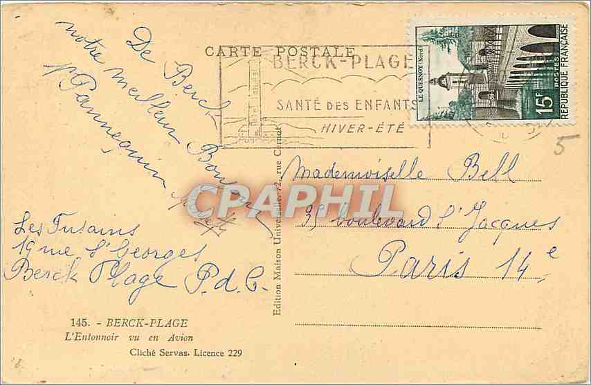 CPA Berck Plage L'Entonnoir vu en Avion  — Rückseite