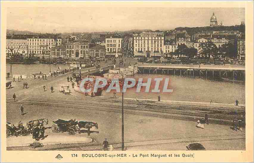 Boulogne-sur-Mer — Le Pont Marguet et les Quais — CPA n°174