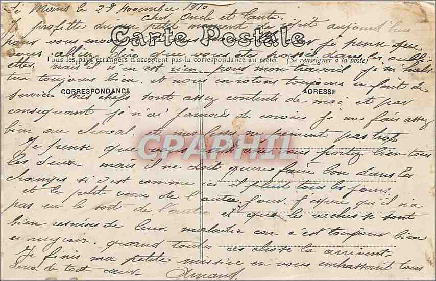 CPA Le Mans Gare des Tramways a vapeur  — Rückseite