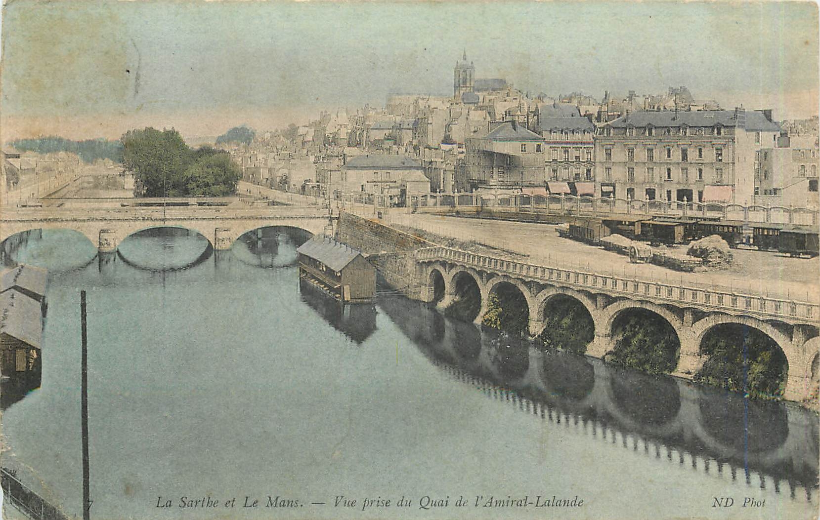 CPA La Sarthe et Le Mans Vue du Quai de l'Amiral Lalande Train