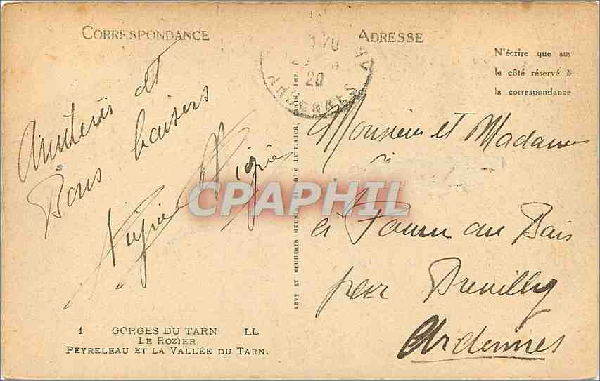 CPA Gorges du Tarn Le Rozier Peyreleau et la Vallee du Tarn  — Rückseite