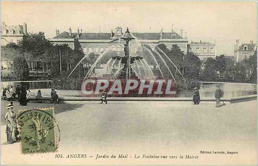 CPA Angers Jardin du Mail La Fontaine vue vers la Mairie 