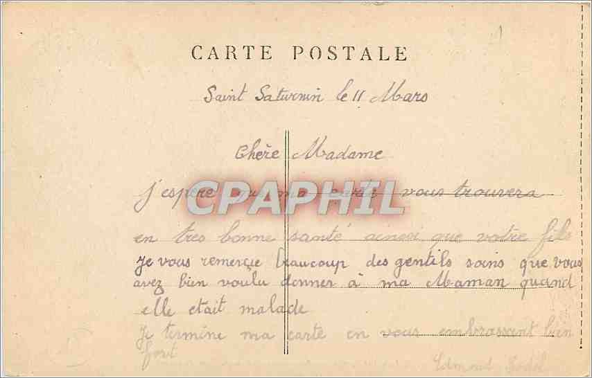 CPA Saint Saturnin Pensionnat St Joseph Les douches  — Rückseite