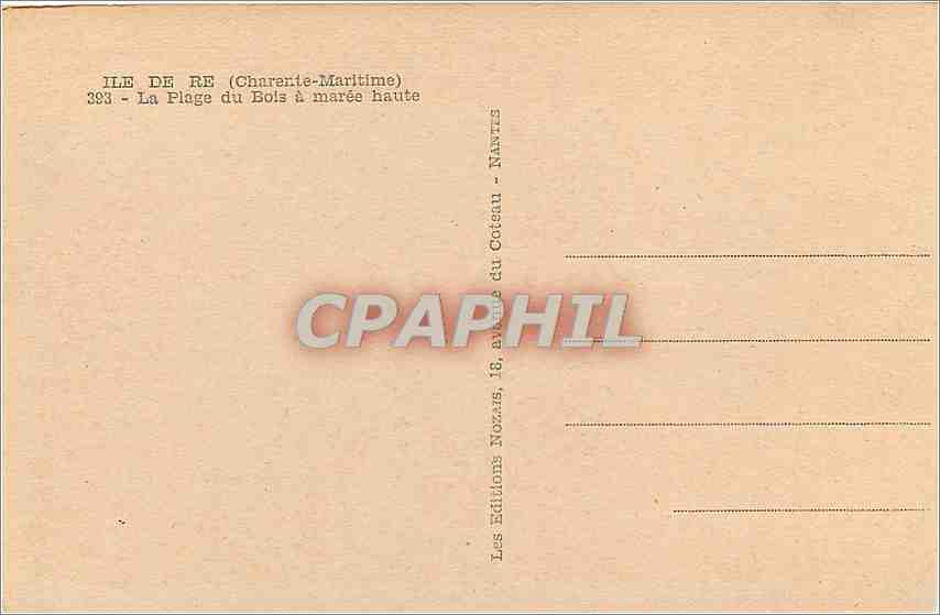 CPA Ile De Re Charente Maritime La Plage du Bois a maree haute  — Back