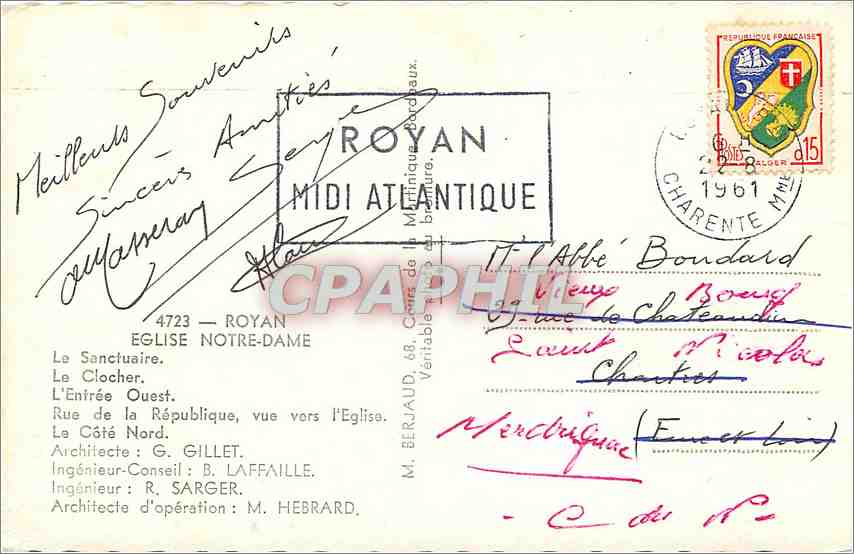 CPM Royan Eglise Notre Dame Le Sanctuaire Le Clocher  — Rückseite