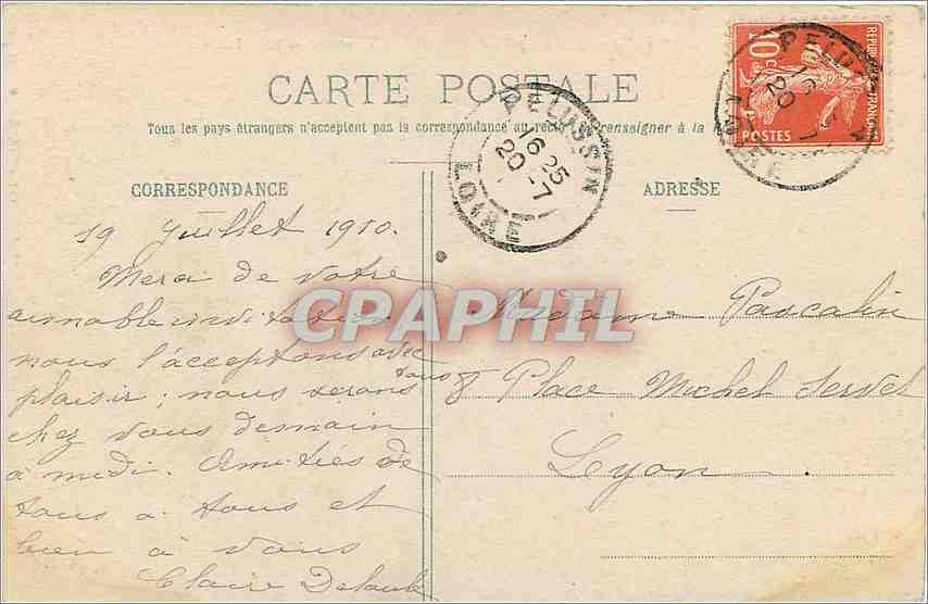 CPA Mont Pilat Chapelle de St Sabin et les Trois Dents  — Rückseite