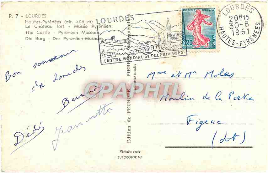 CPM Lourdes Hautes Pyrenees Le Chateau fort Musee Pyreneen  — Verso