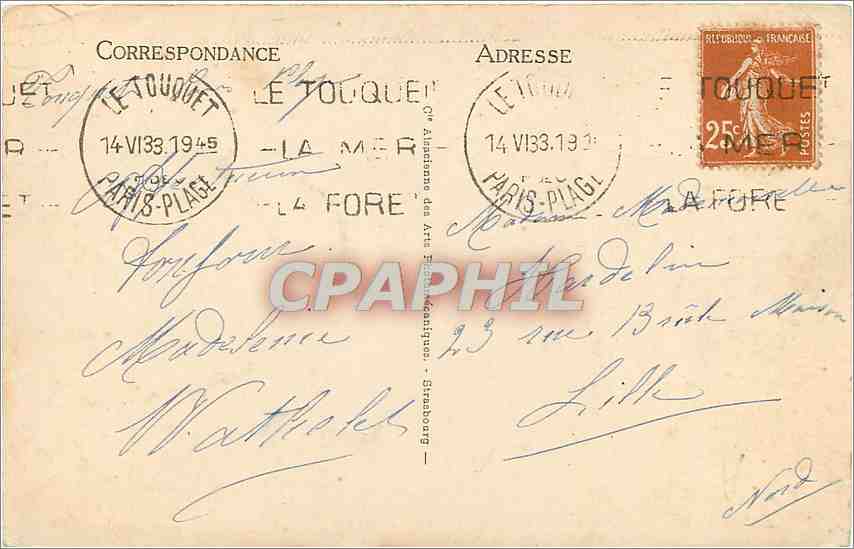 CPA Le Touquet Paris Plage Le Nouveua Marche couvert  — Rückseite