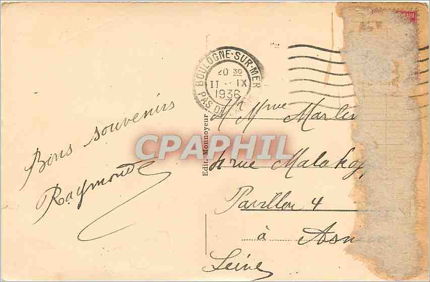 CPA Boulogne sur Mer Route de Wimereux par gros Temps  — Rückseite