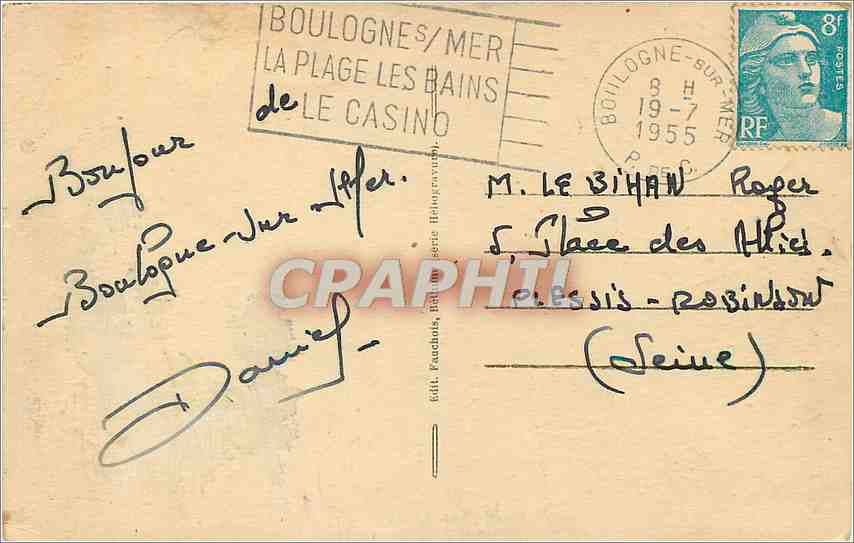 BOULOGNE-SUR-MER — La digue Ste-Beuve par gros temps — Fauchots n°167 — Rückseite