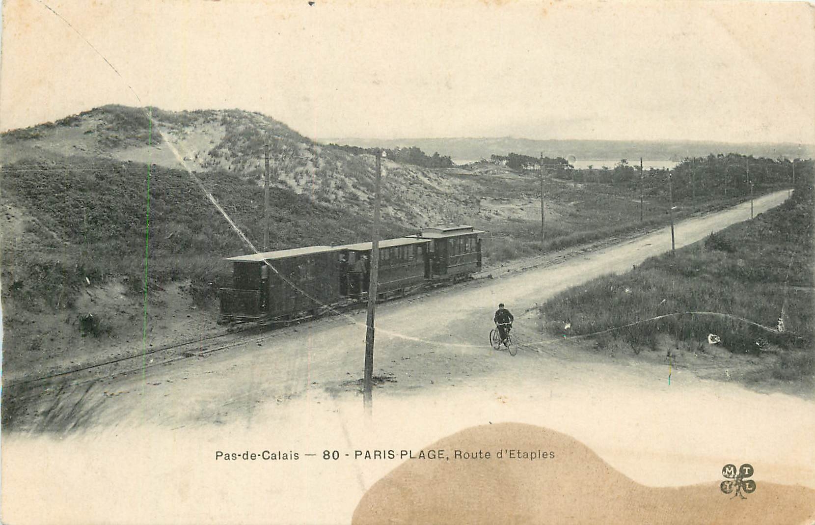 CPA Pas de Calais Paris Plage Route d'Etaples Train