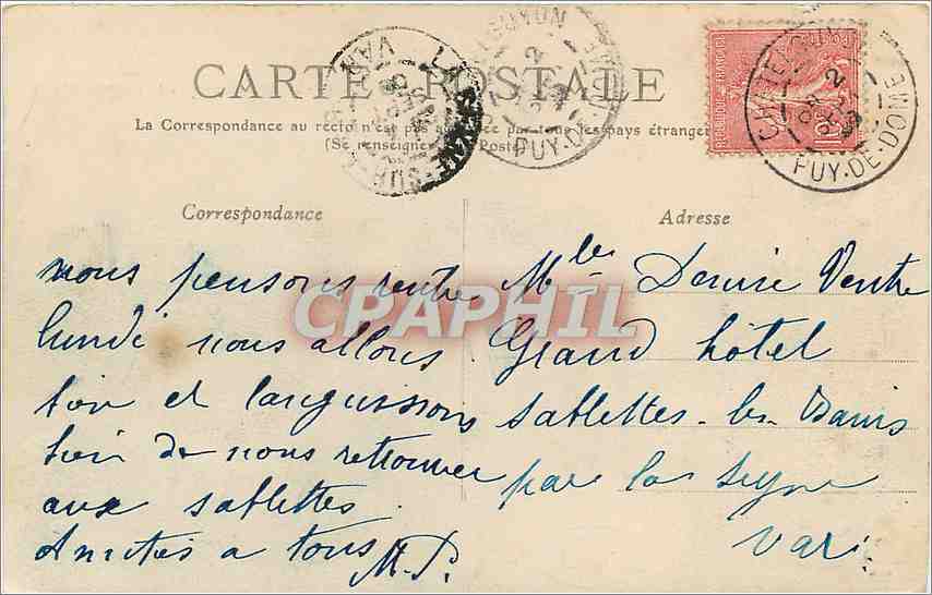 Sommet du PUY-de-DOME - L'Observatoire vu de la Carrière — L'Auvergne, n°727 — Rückseite
