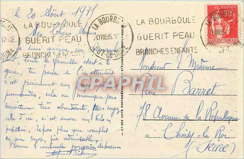CPA La Bourboule Vue generale  — Rückseite