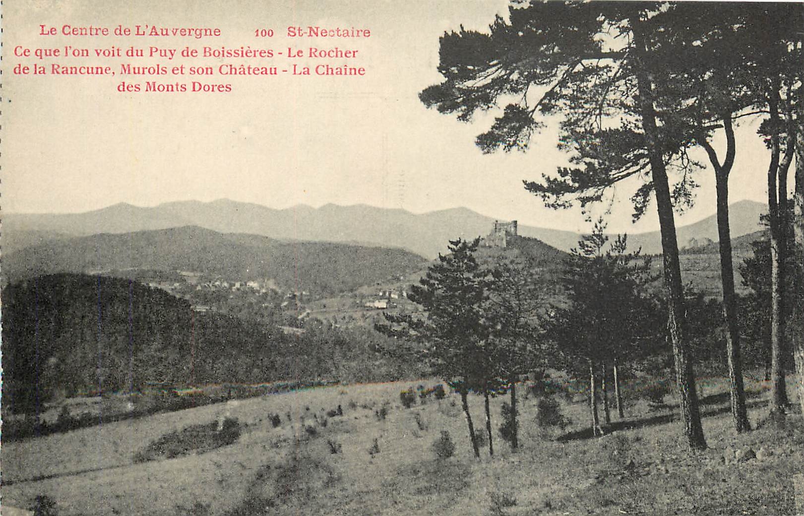 CPA St Nectaire Ce que l'on voit du Puy de Boissieres Le Rocher 