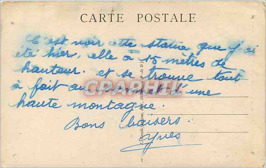 CPA L'Auvergne La Vierge d'Usson  — Rückseite