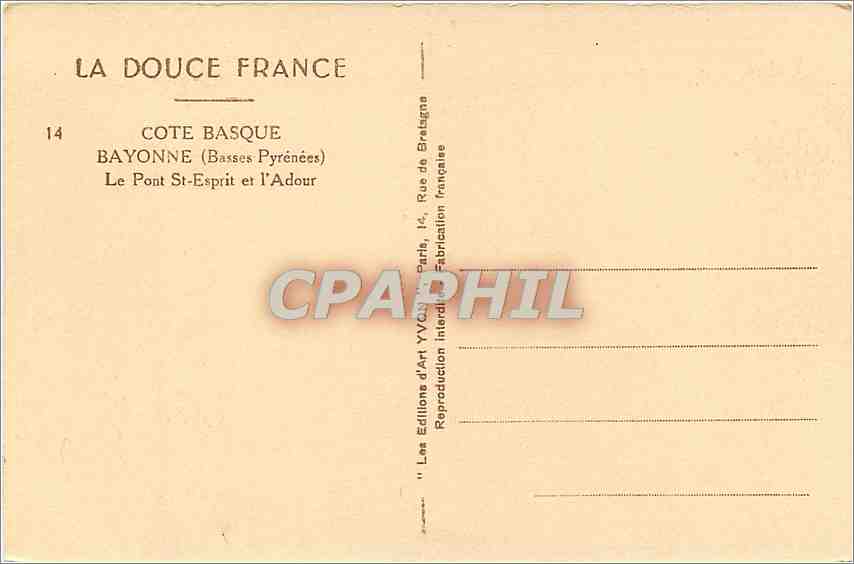 CPA Bayonne Basses Pyrenees Le Pont St Esprit et l'Adour  — Rückseite